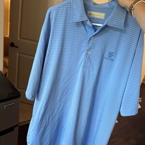 Men's Donald Ross Blue Striped Polo Shirt